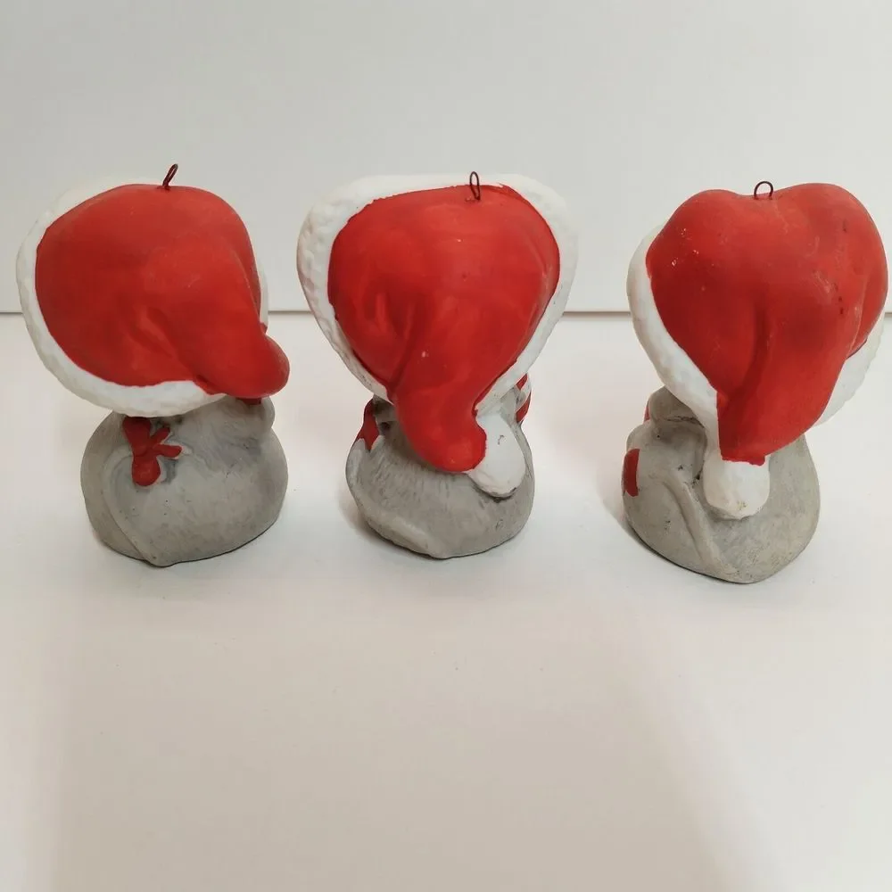 Vintage 1987 Adorable House of Lloyd Christmas Mouse Tree Ornament Trio‎